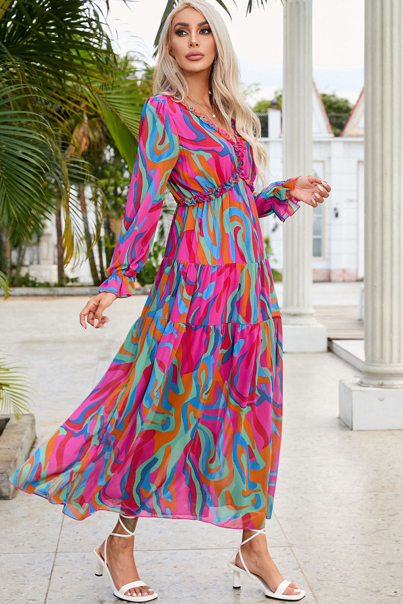 Flowy Floral Chiffon Maxi Dress