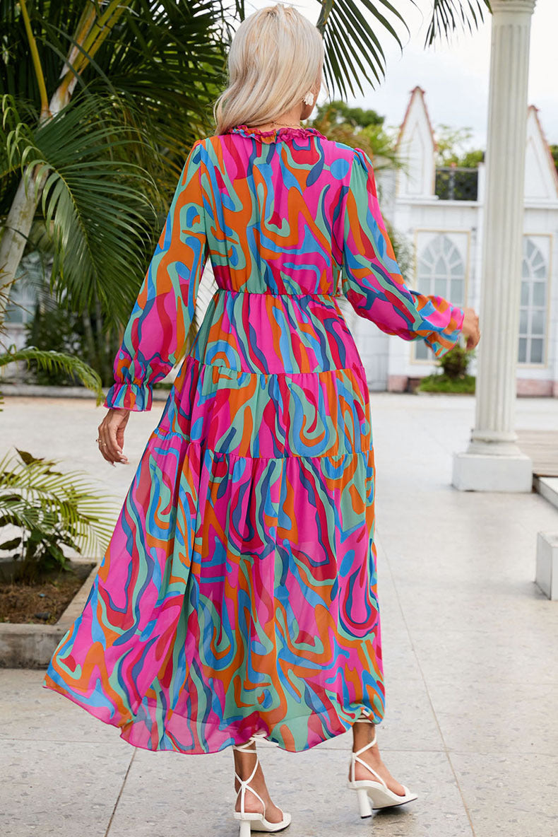 Flowy Floral Chiffon Maxi Dress