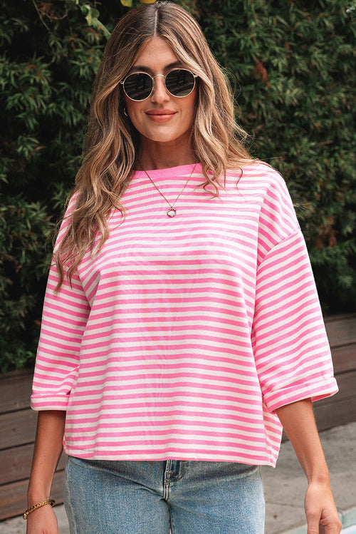 Backless Three-Quarter Sleeve Printed Top