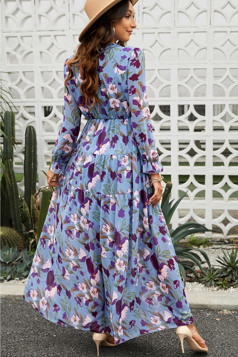 Flowy Floral Chiffon Maxi Dress