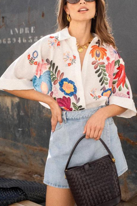 Floral Print Short-Sleeved Shirt