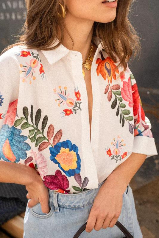 Floral Print Short-Sleeved Shirt