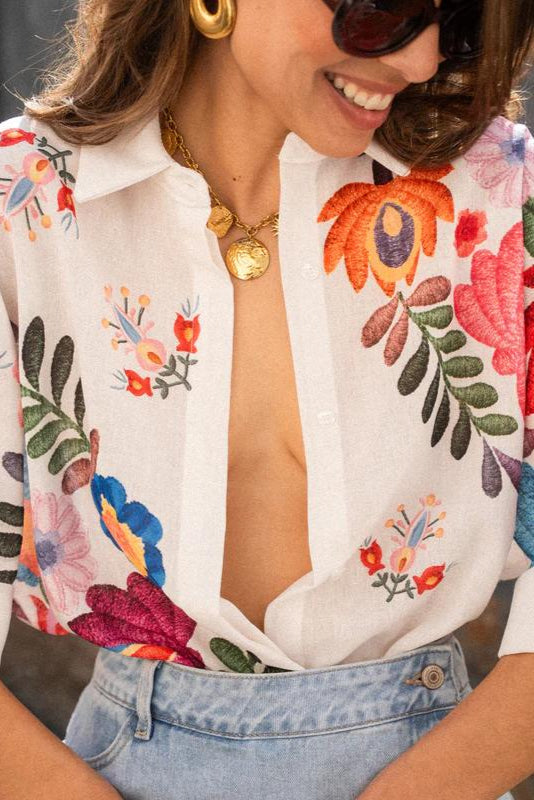 Floral Print Short-Sleeved Shirt