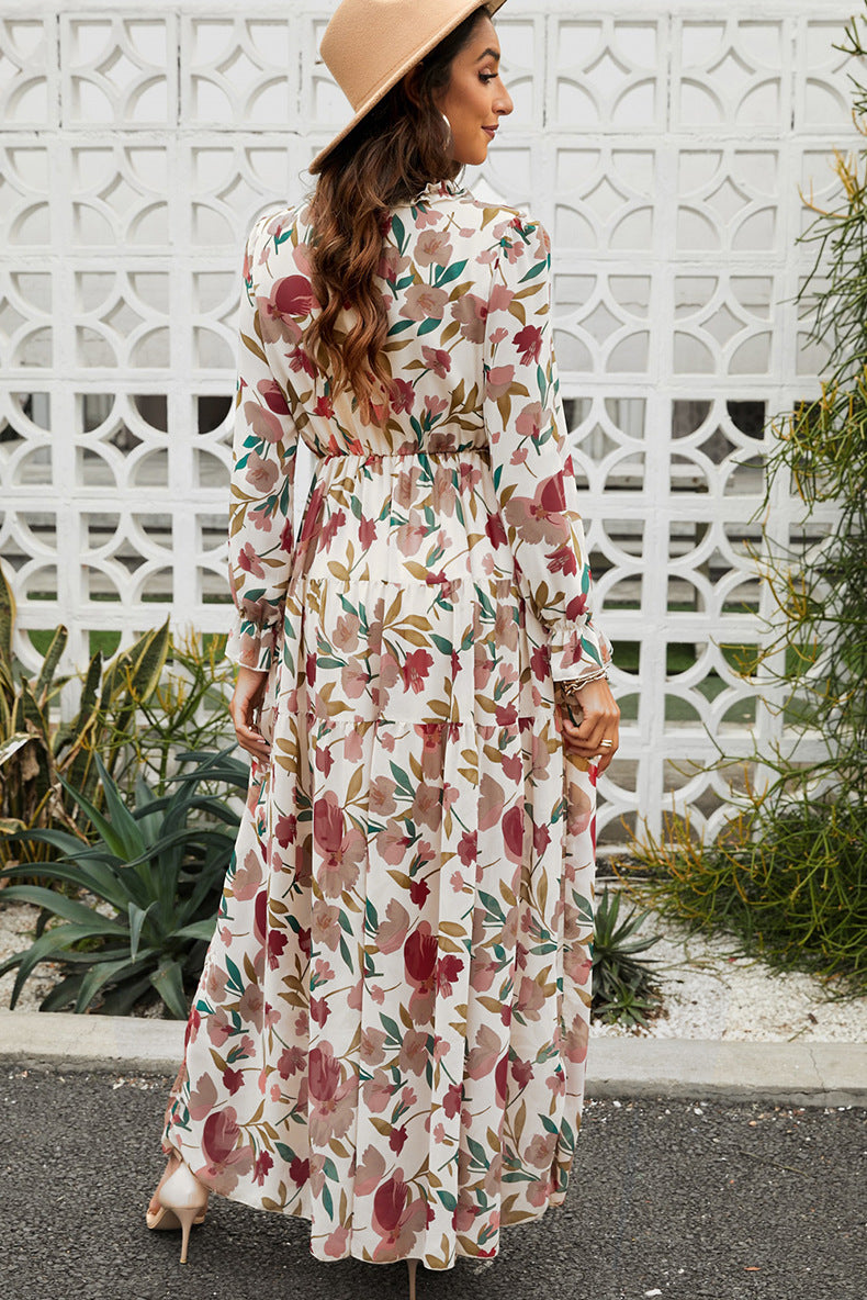 Flowy Floral Chiffon Maxi Dress