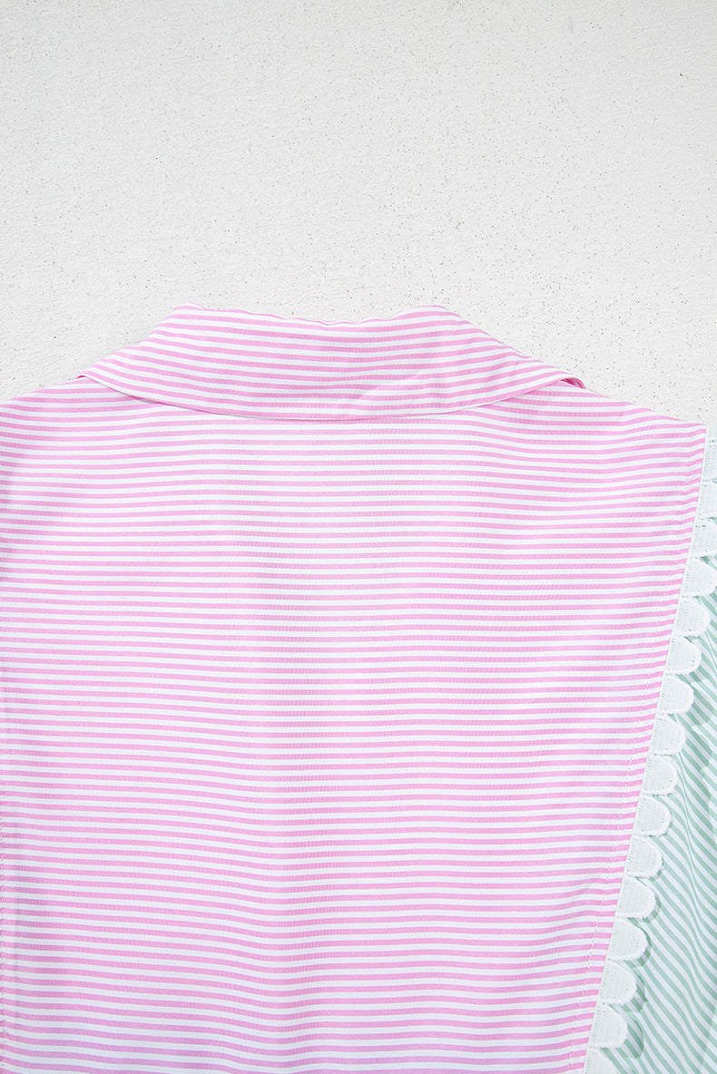 V-Neck Fitted Contrast Panel Dress