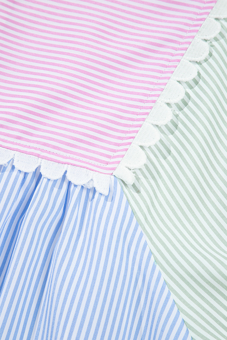V-Neck Fitted Contrast Panel Dress